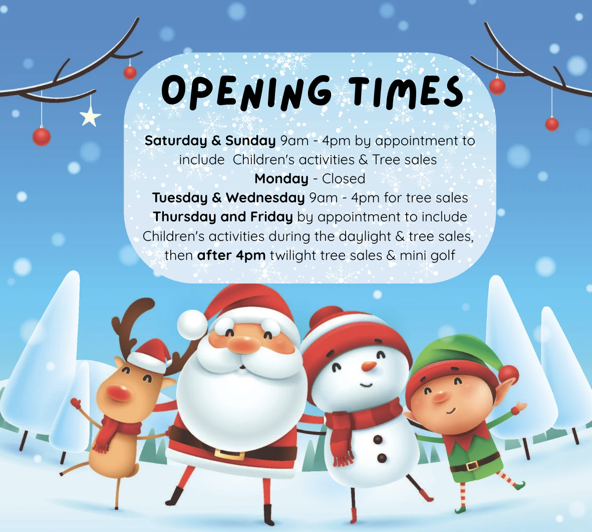 ty cerrig christmas trees opening times